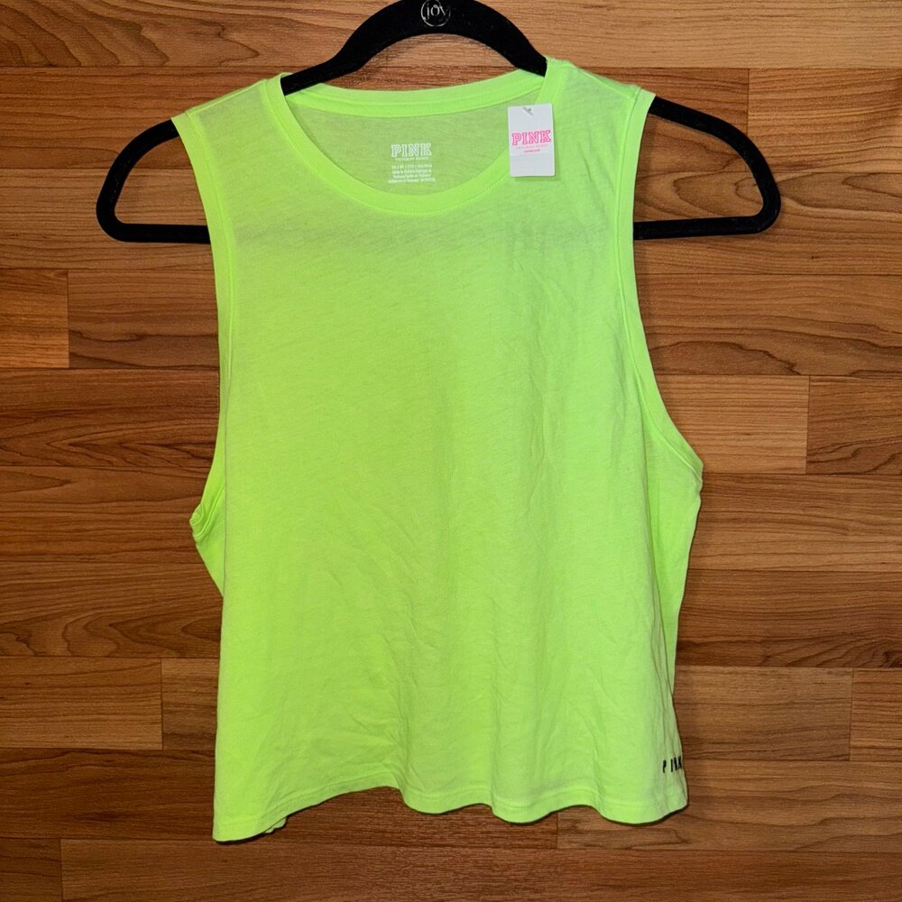 Victoria’s Secret PINK Women’s Neon Green Sleeveless Tank Top Size XS NWT